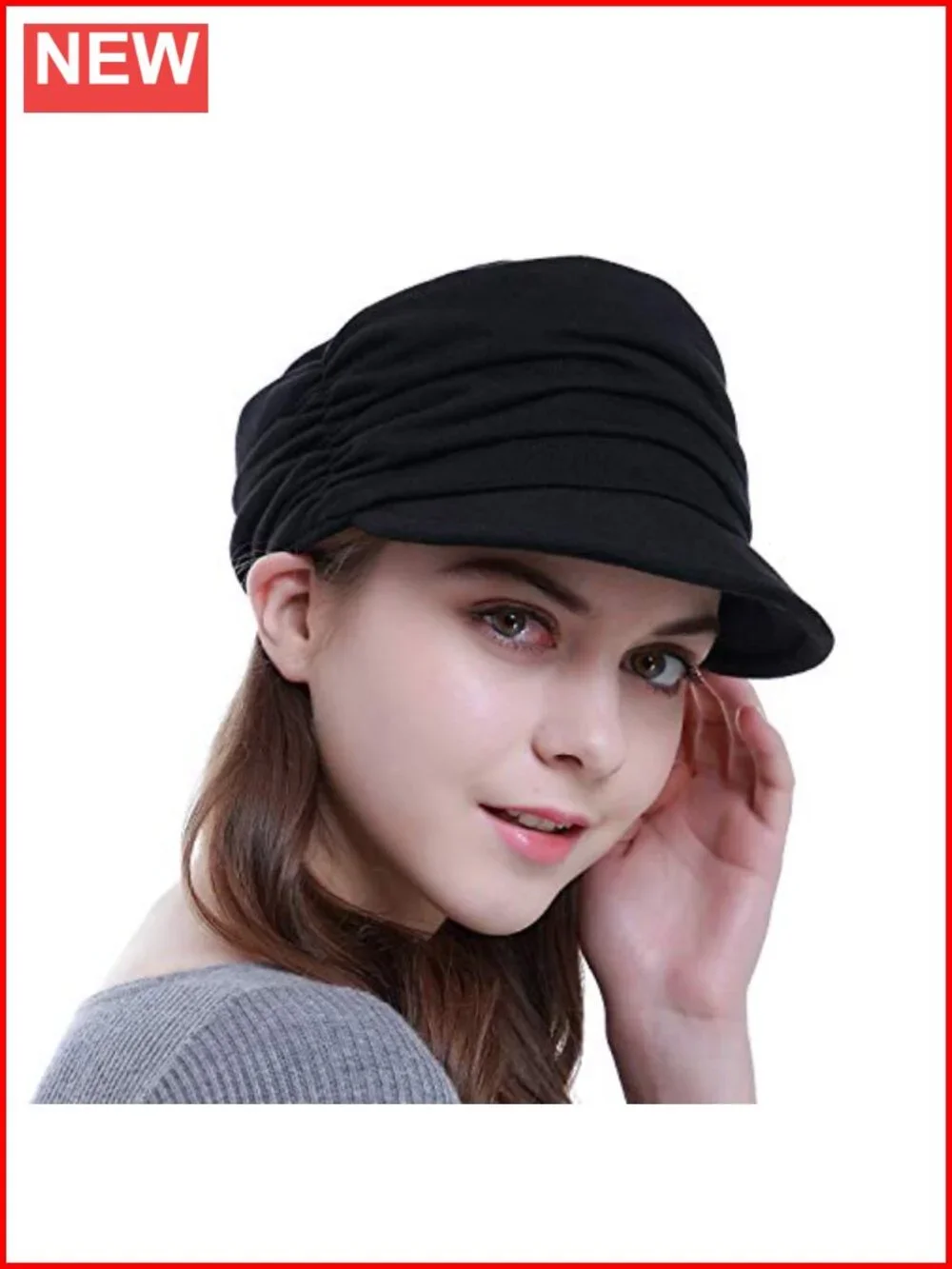 Pre-tied Cotton Polyester Brim Visor Hat for Women Hair Loss Cancer Patients